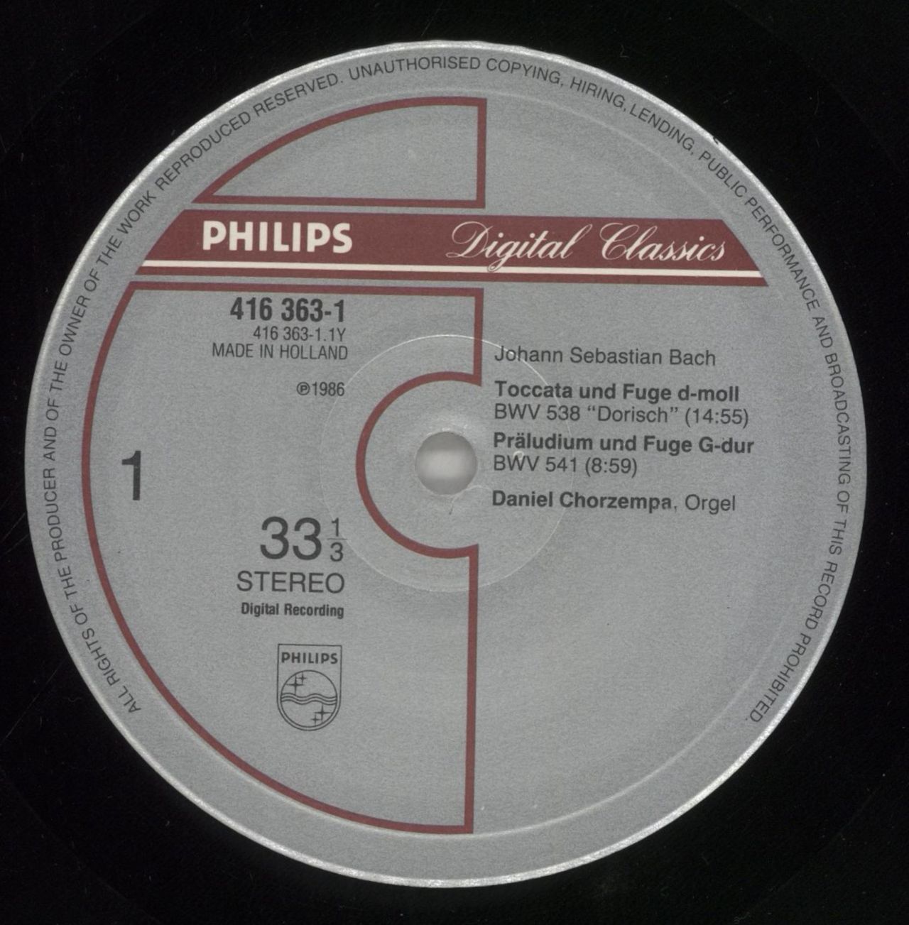 Johann Sebastian Bach J. S. Bach: Preludes And Fugues, BWV 537, 538 «Dorian» & 541, Toccata BWV 566 Dutch Vinyl LP