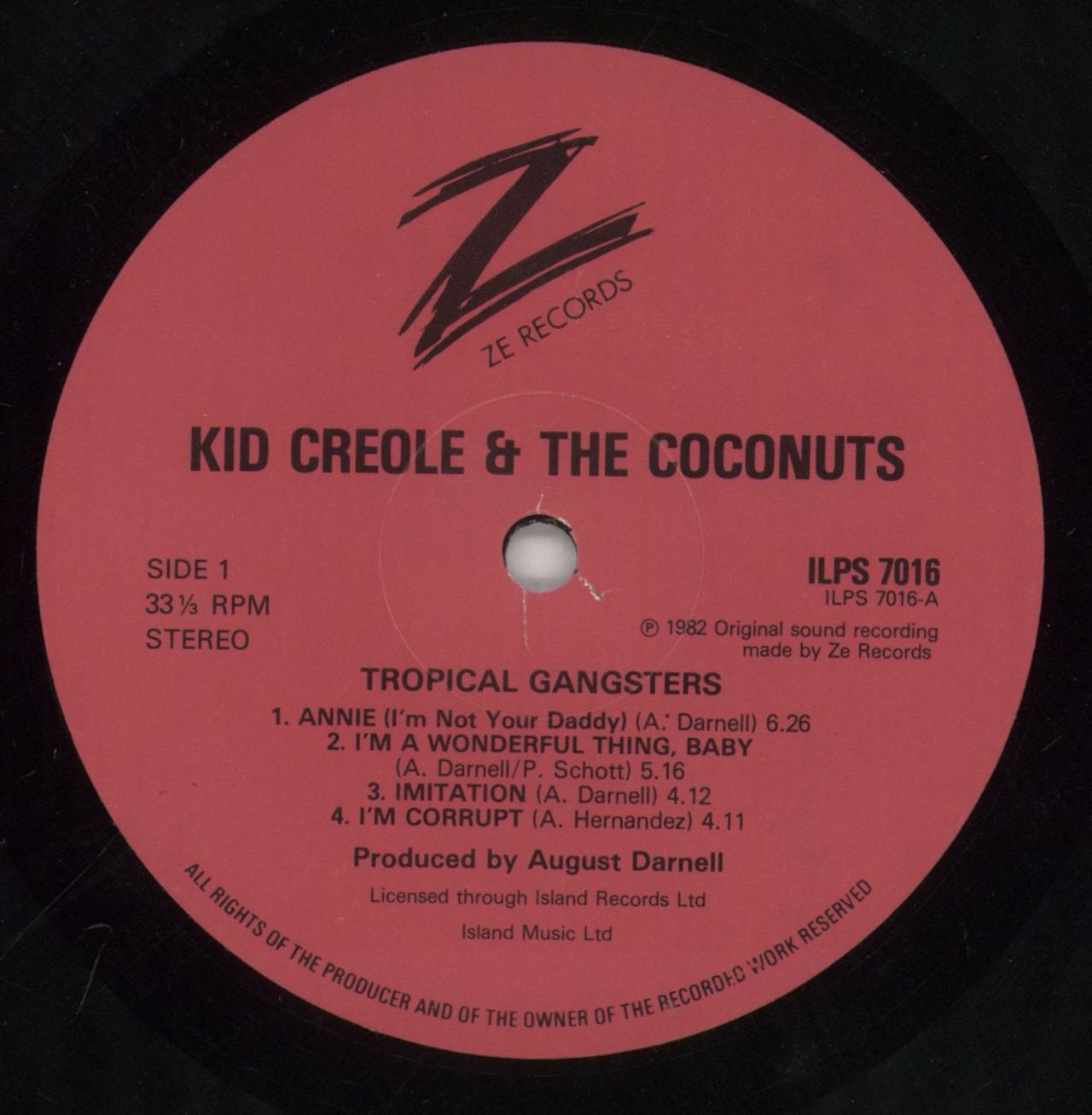 Kid Creole & The Coconuts Tropical Gangsters + Stickers UK Vinyl LP