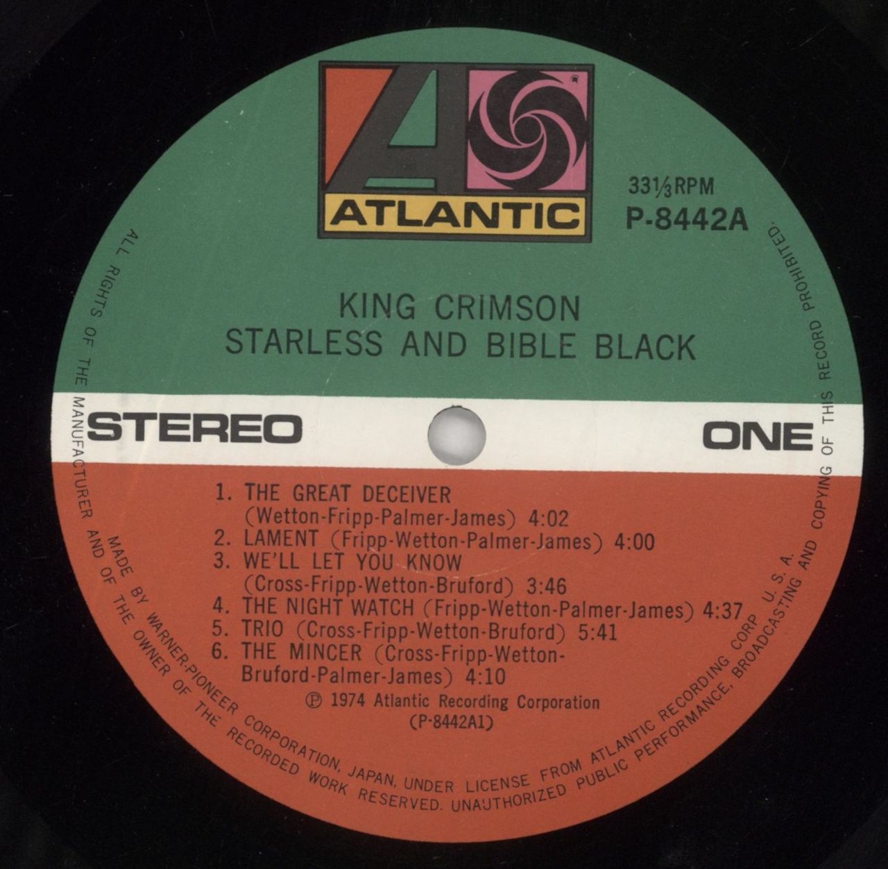 King Crimson Starless And Bible Black Japanese Vinyl LP