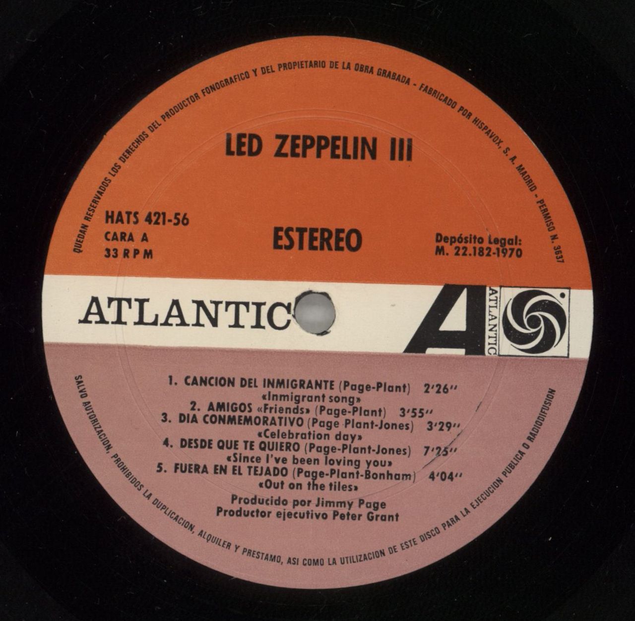 Led Zeppelin Led Zeppelin III Spanish Vinyl LP