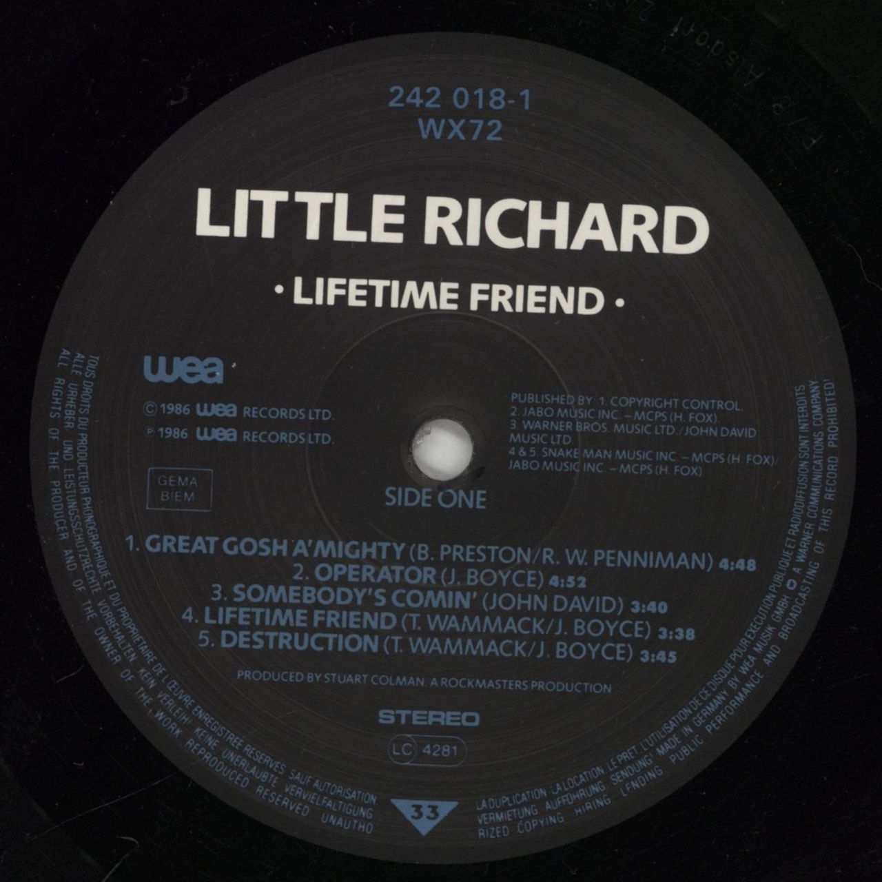 Little Richard Lifetime Friend UK Vinyl LP