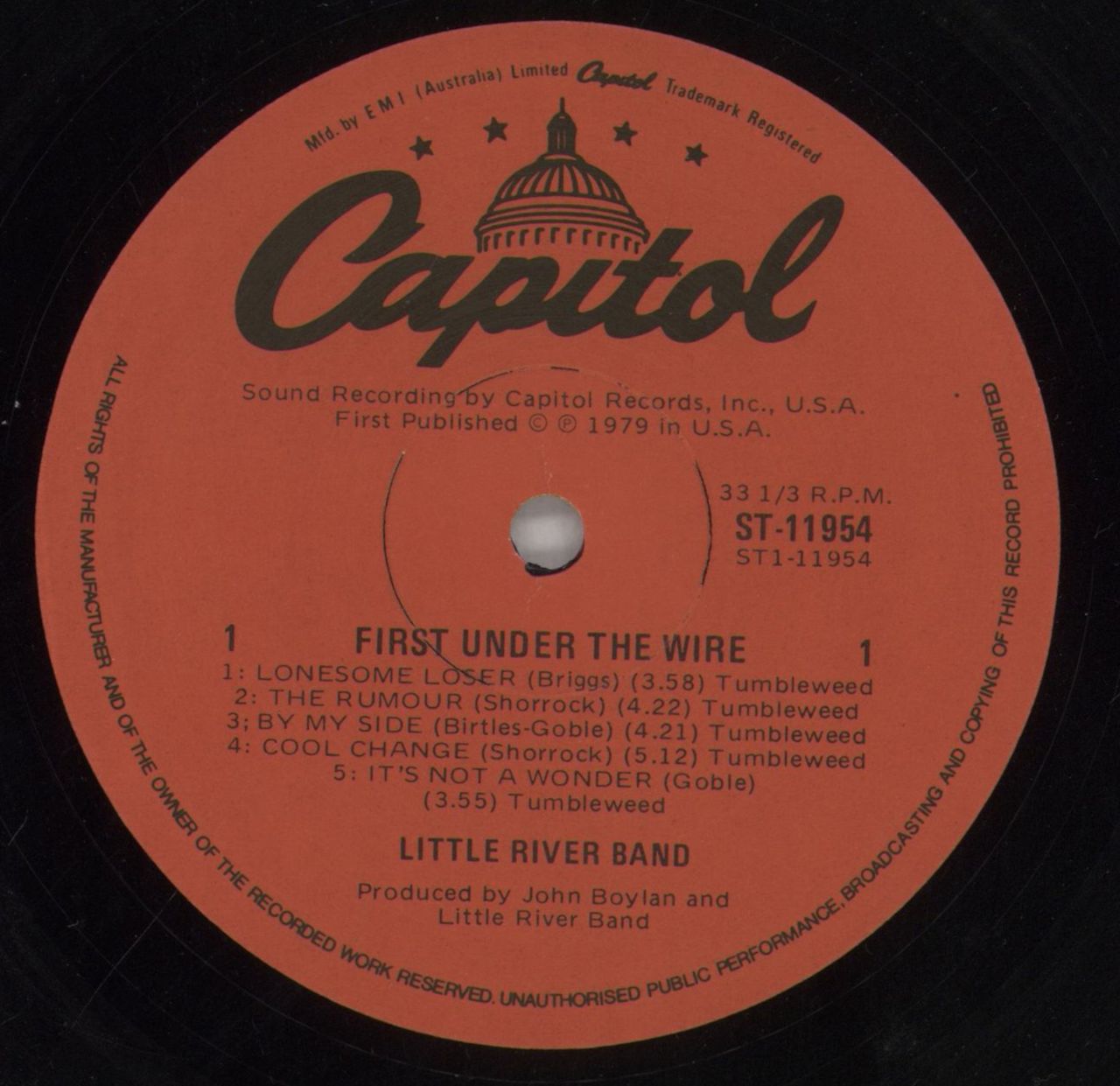 Little River Band First Under The Wire Australian Vinyl LP