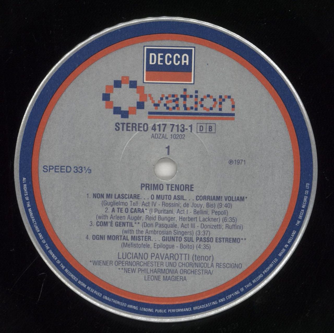 Luciano Pavarotti Primo Tenore Dutch Vinyl LP