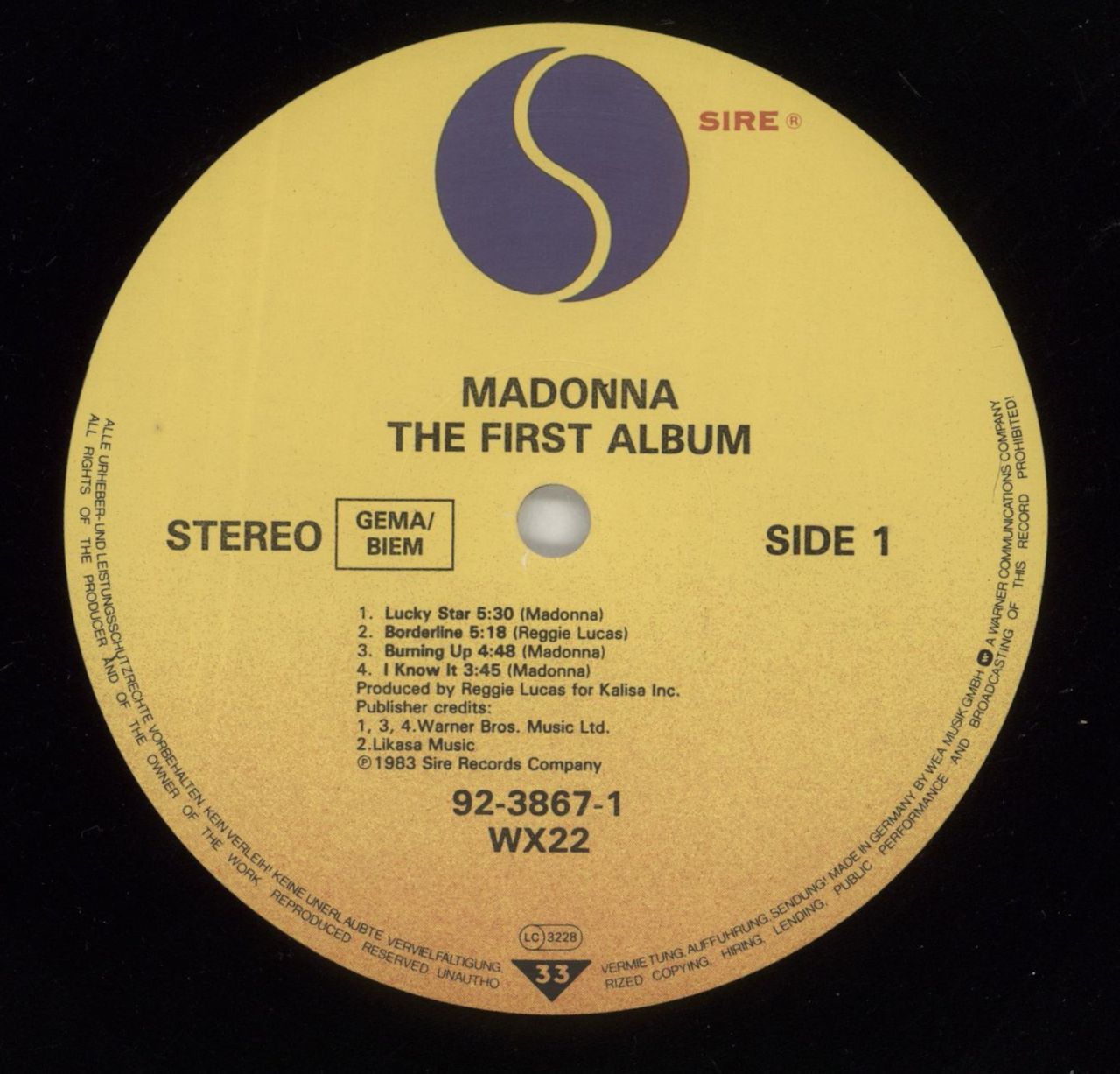 Madonna The First Album UK Vinyl LP