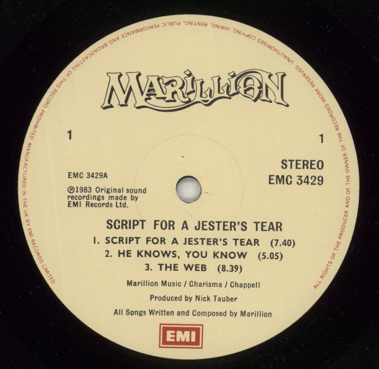 Marillion Script For A Jester's Tear - Autographed UK Vinyl LP