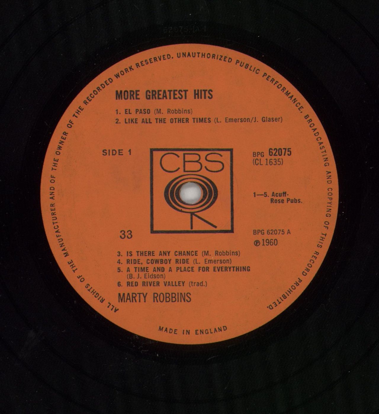 Marty Robbins More Greatest Hits UK Vinyl LP