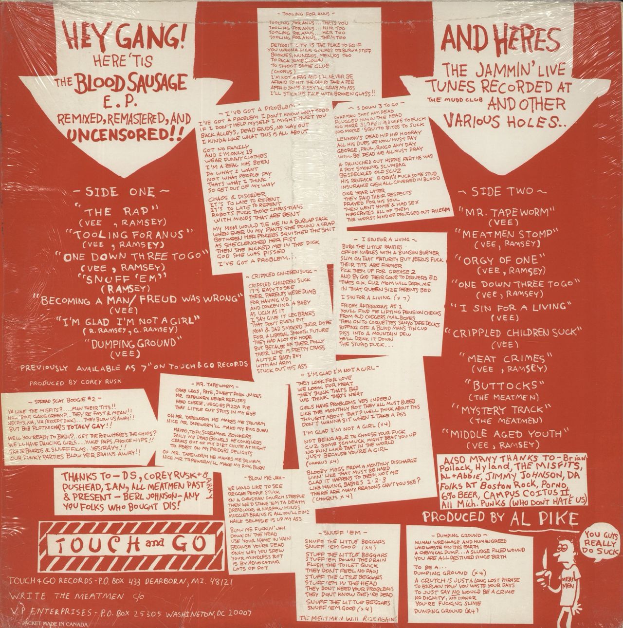 Meatmen We're The Meatmen And You Suck - Red Sleeve US Vinyl LP