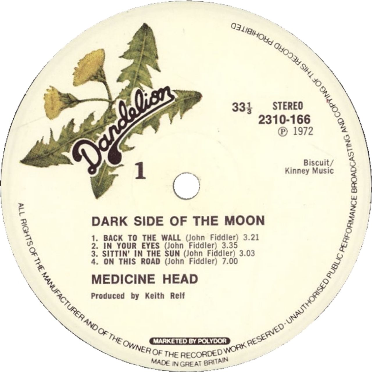Medicine Head Dark Side Of The Moon UK Vinyl LP