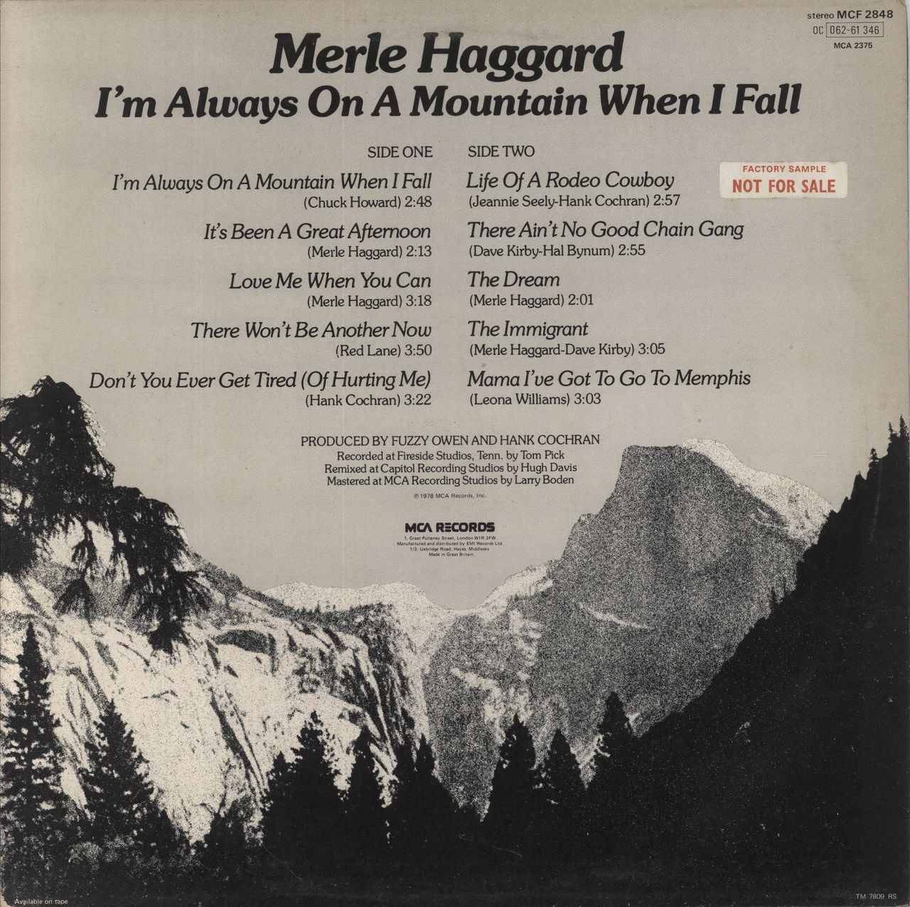 Merle Haggard I'm Always On A Mountain When I Fall UK Promo Vinyl LP