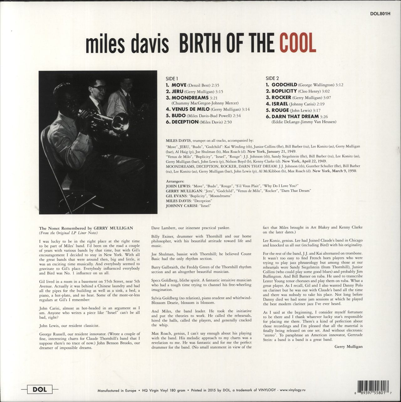 Miles Davis Birth Of The Cool - 180gm Vinyl French Vinyl LP