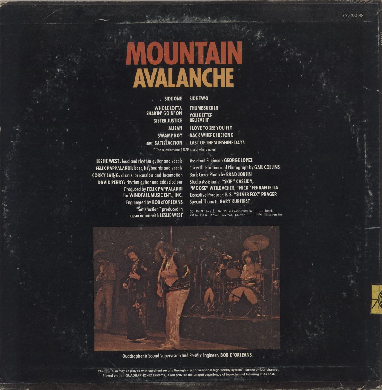 Mountain Avalanche - Quadraphonic - VG US Vinyl LP