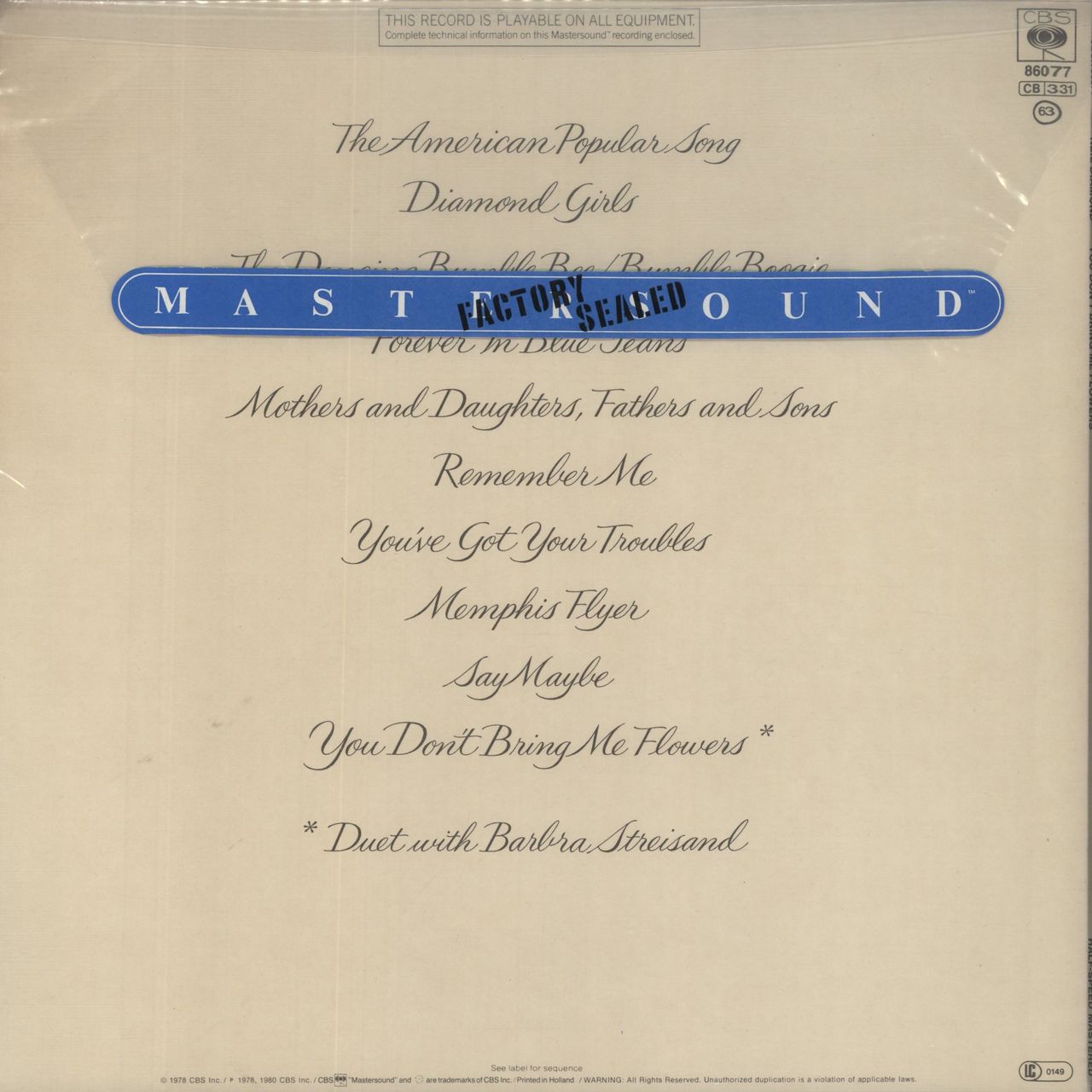 Neil Diamond You Don't Bring Me Flowers - Stickered Dutch Vinyl LP