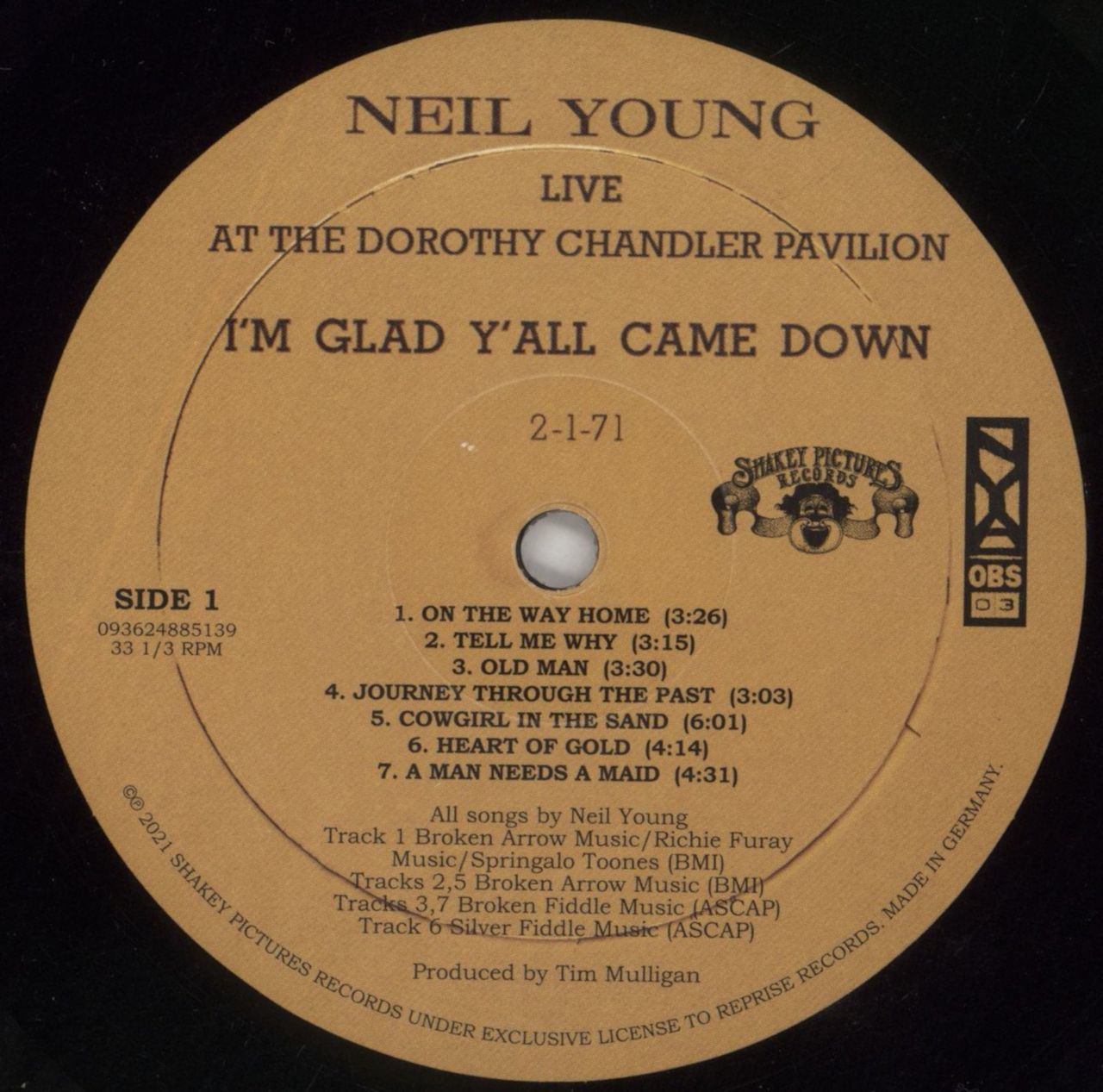 Neil Young Dorothy Chandler Pavilion 1971 - stickered shrink UK Vinyl LP