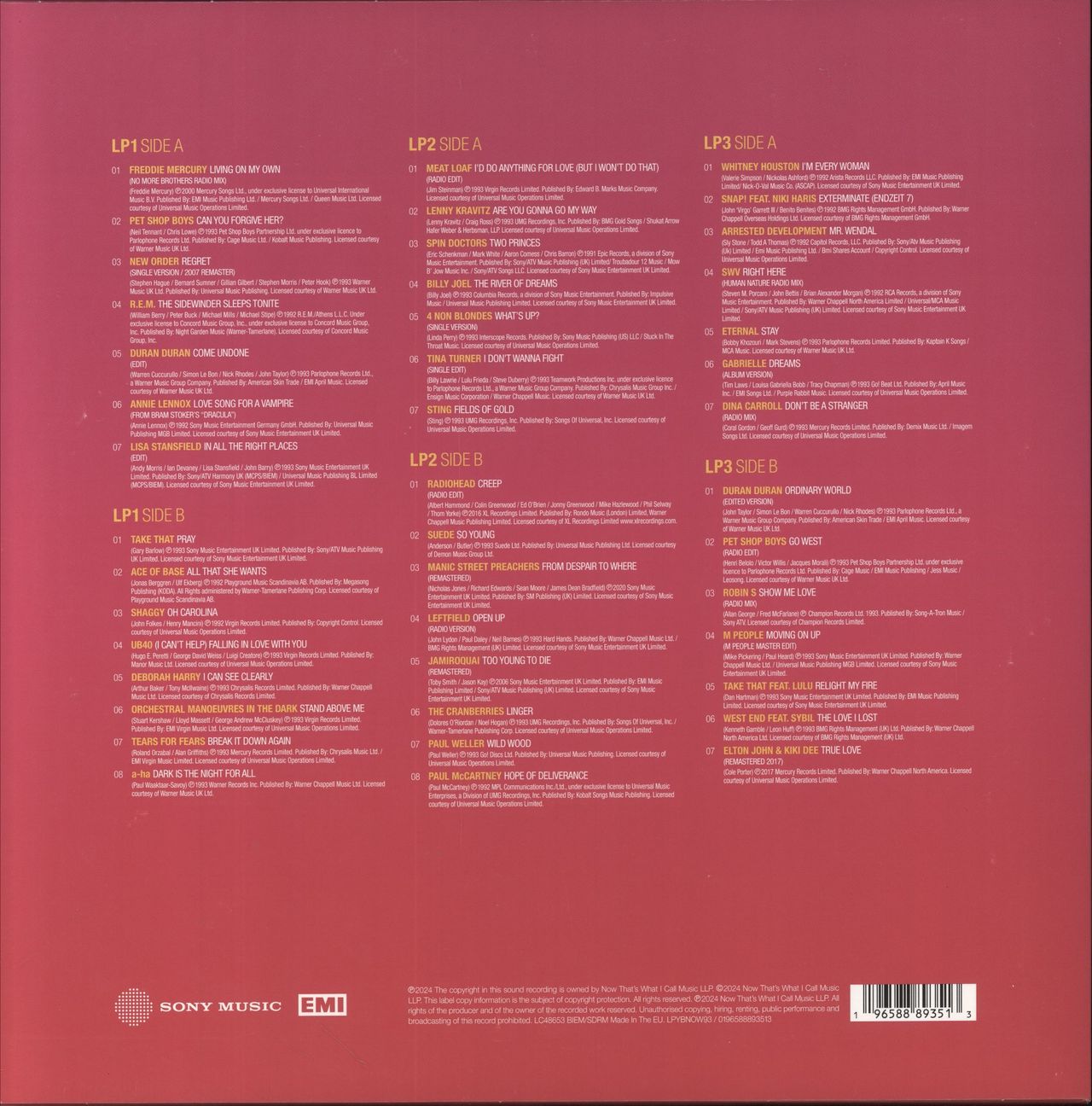 Now That's What I Call Music Now Yearbook '93 - Pink Vinyl UK 3-LP vinyl set