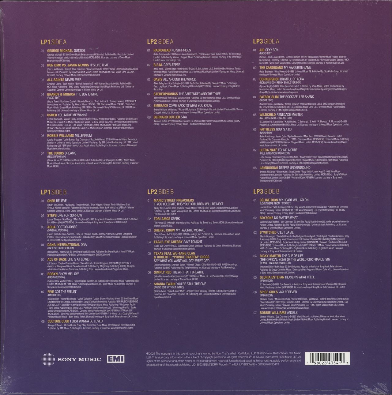 Now That's What I Call Music Now Yearbook '98 - Purple Vinyl UK 3-LP vinyl set