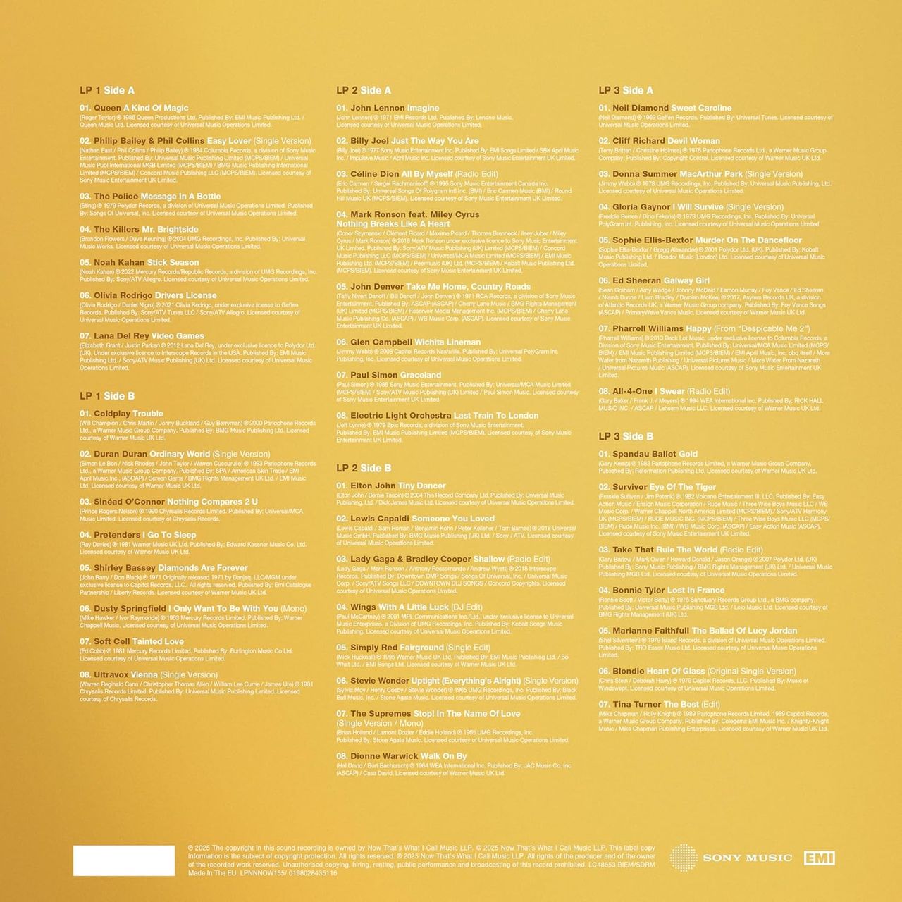 Now That's What I Call Music That's What I Call Gold - The Ultimate Hits - Sealed UK 3-LP vinyl set