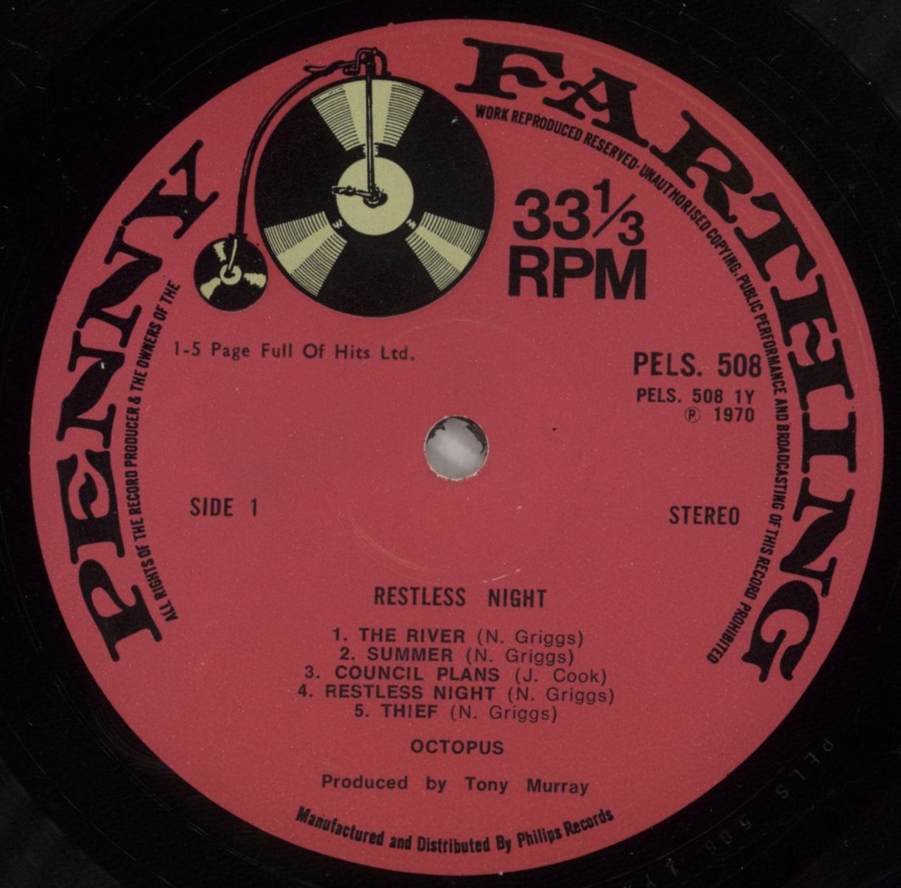 Octopus (70S) Restless Night UK Vinyl LP