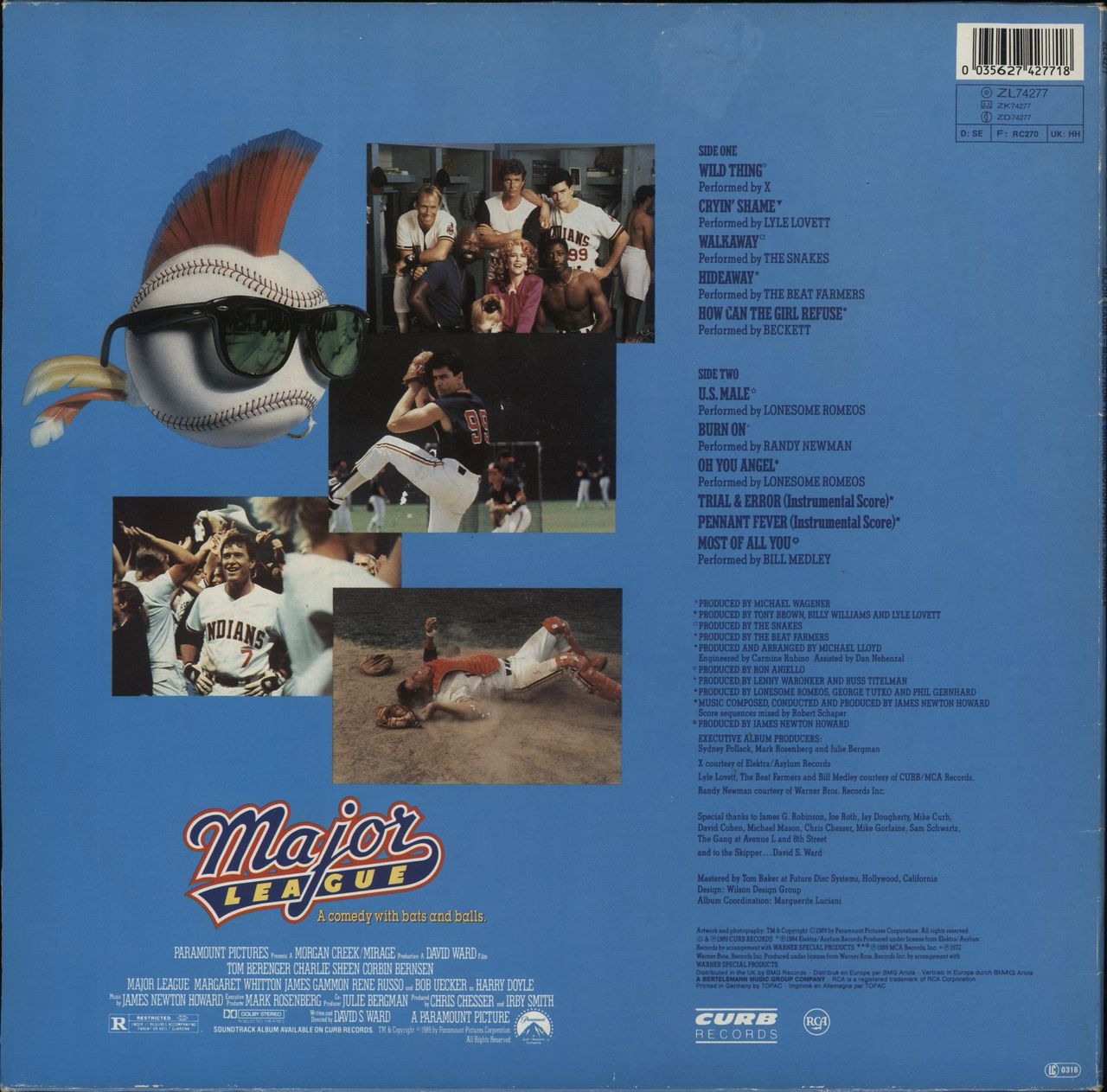 Original Soundtrack Major League - Music From The Original Motion Picture Soundtrack UK Vinyl LP