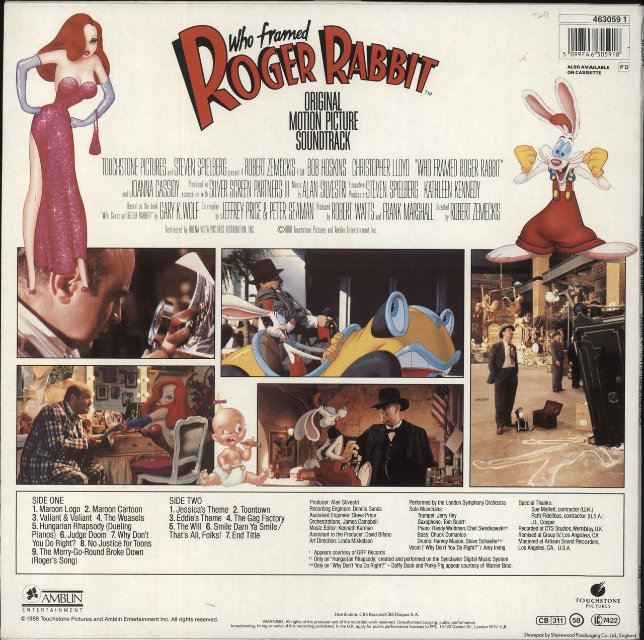 Original Soundtrack Who Framed Roger Rabbit - EX + Poster UK Vinyl LP
