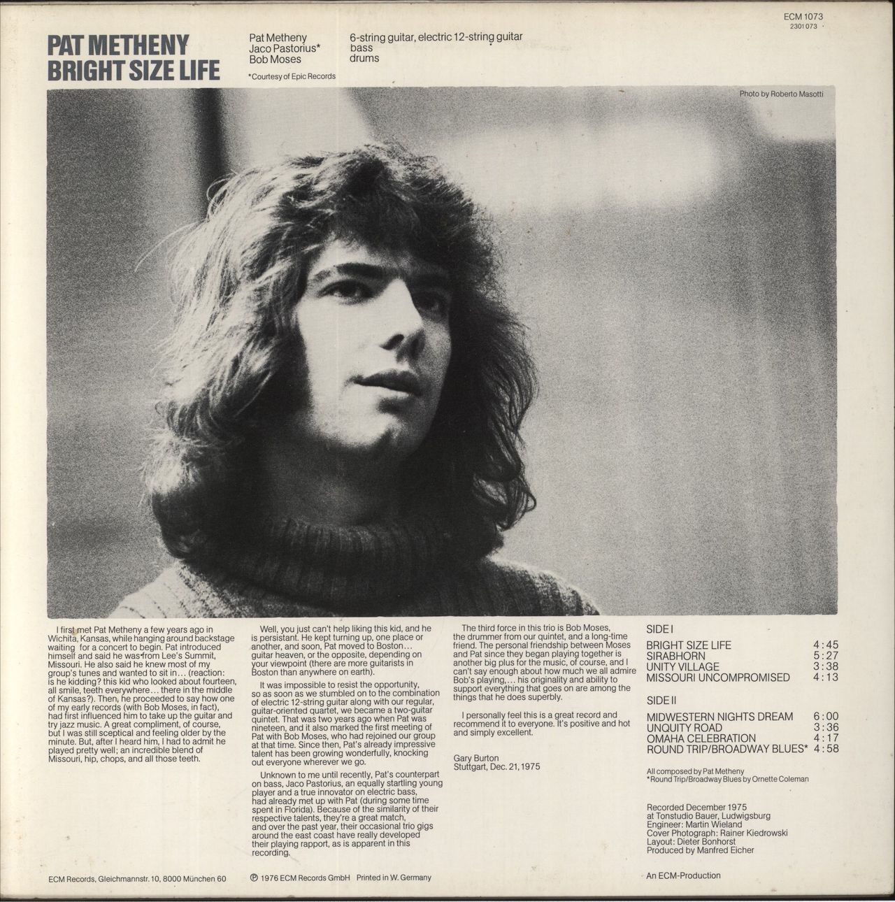 Pat Metheny Bright Size Life - VG German Vinyl LP