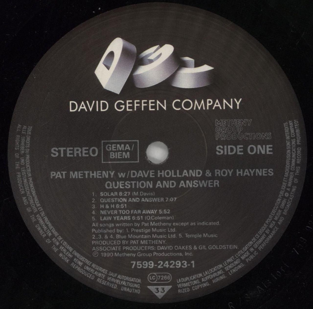 Pat Metheny Question And Answer German Vinyl LP