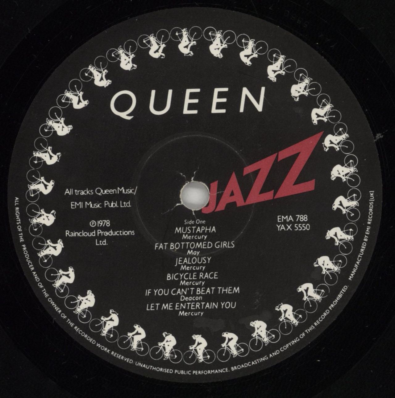 Queen Jazz - 1st + Detached Poster + Inner - VG UK Vinyl LP