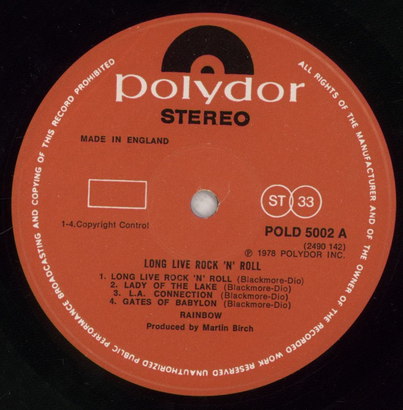 Rainbow Long Live Rock 'N' Roll - A1/B2 UK Vinyl LP
