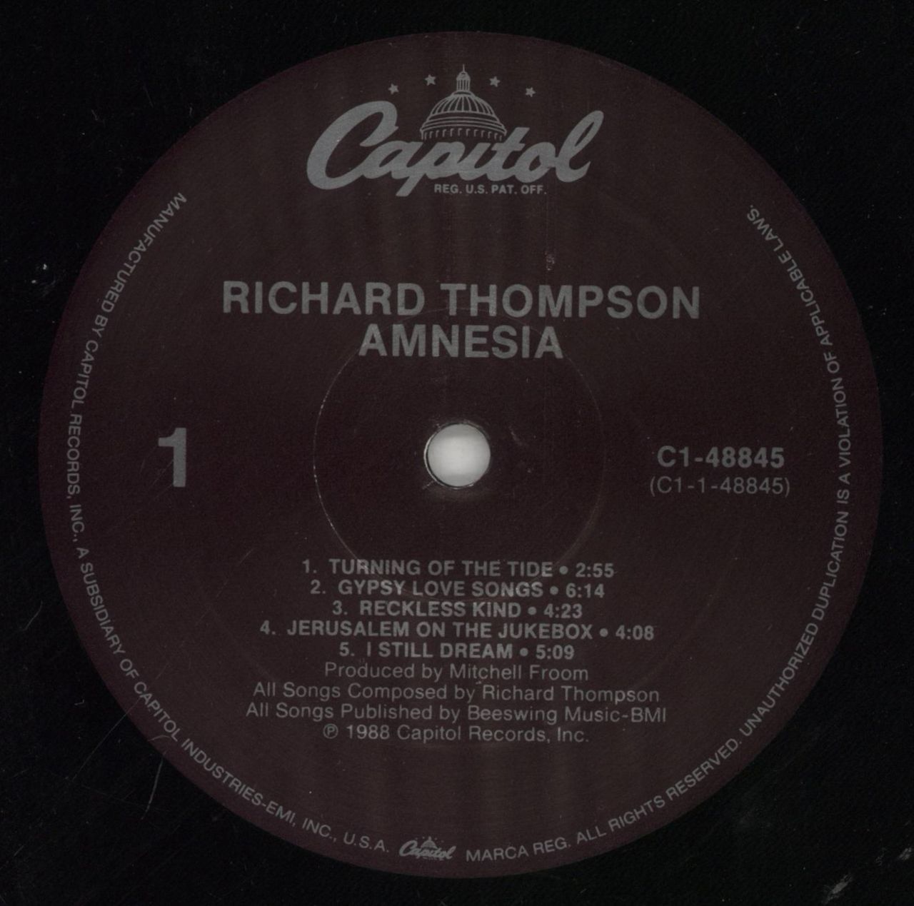 Richard Thompson Amnesia - Shrink US Vinyl LP