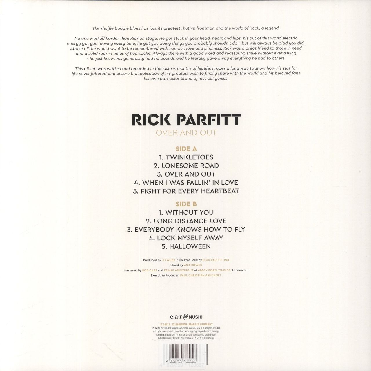 Rick Parfitt Over And Out - Blue Vinyl + Bonus 7" German Vinyl LP