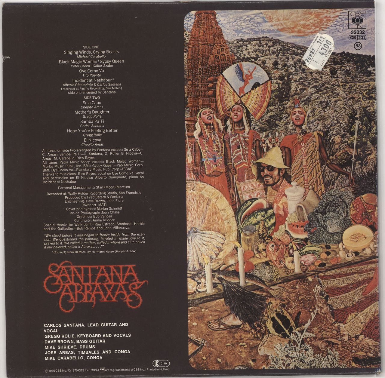 Santana Abraxas - Red Label Dutch Vinyl LP