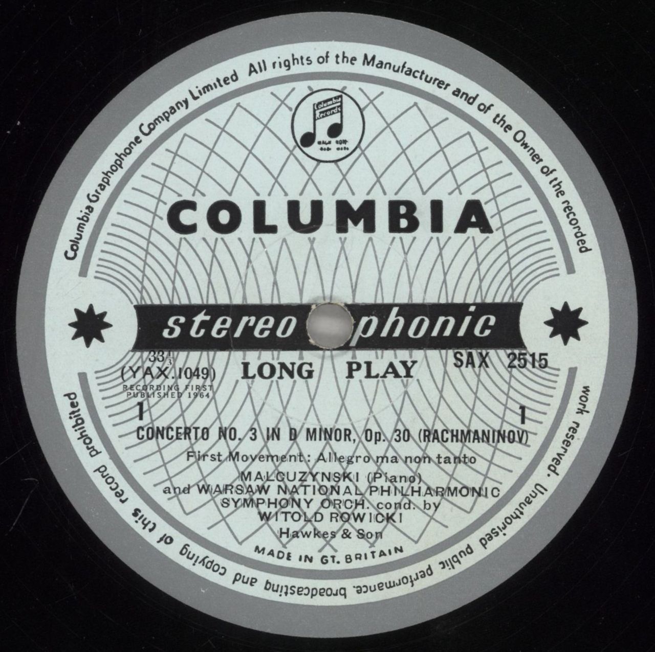 Sergei Rachmaninov Rachmaninov: Piano Concerto No.3 In D Minor UK Vinyl LP