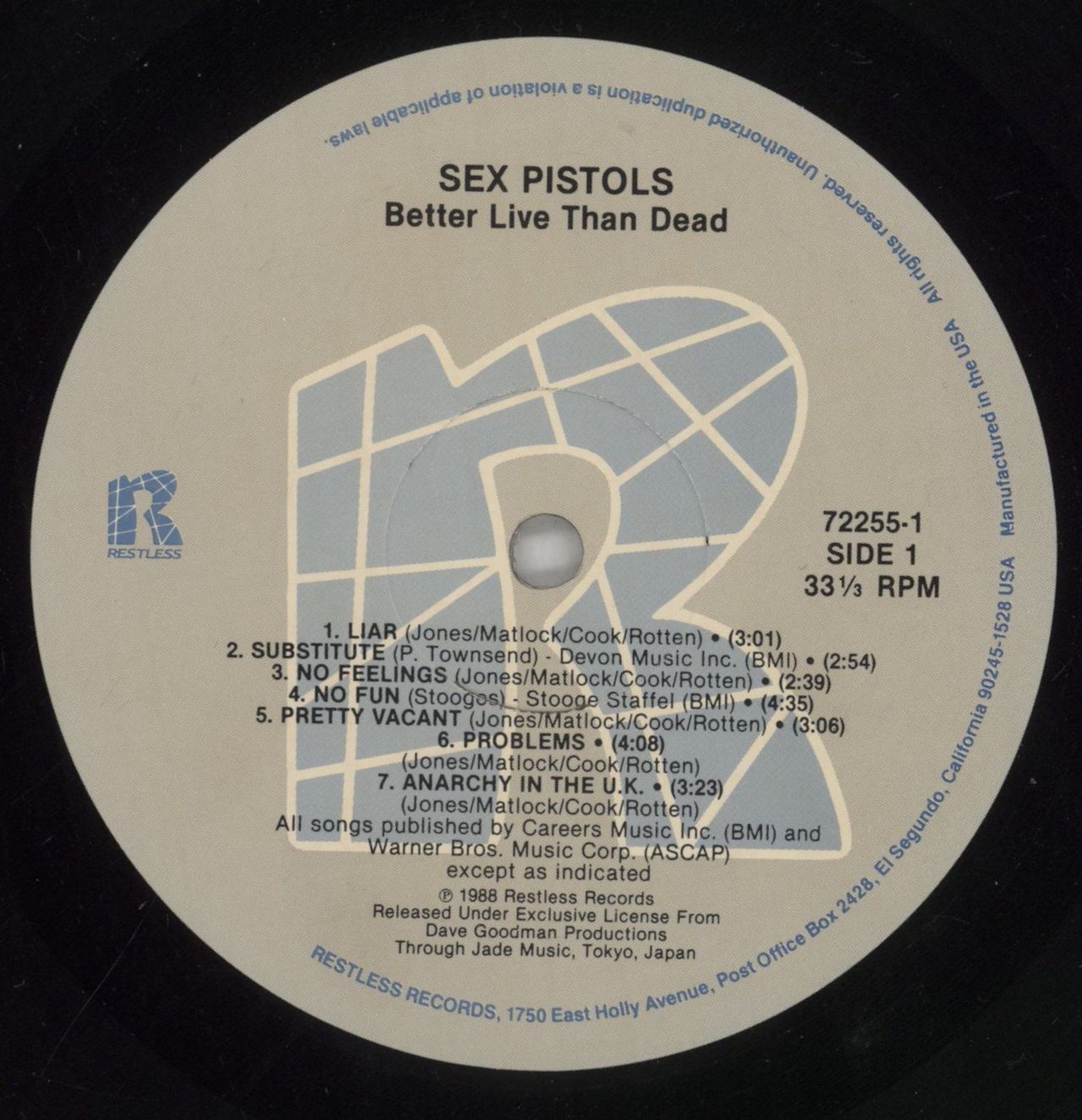 Sex Pistols Better Live Than Dead US Vinyl LP