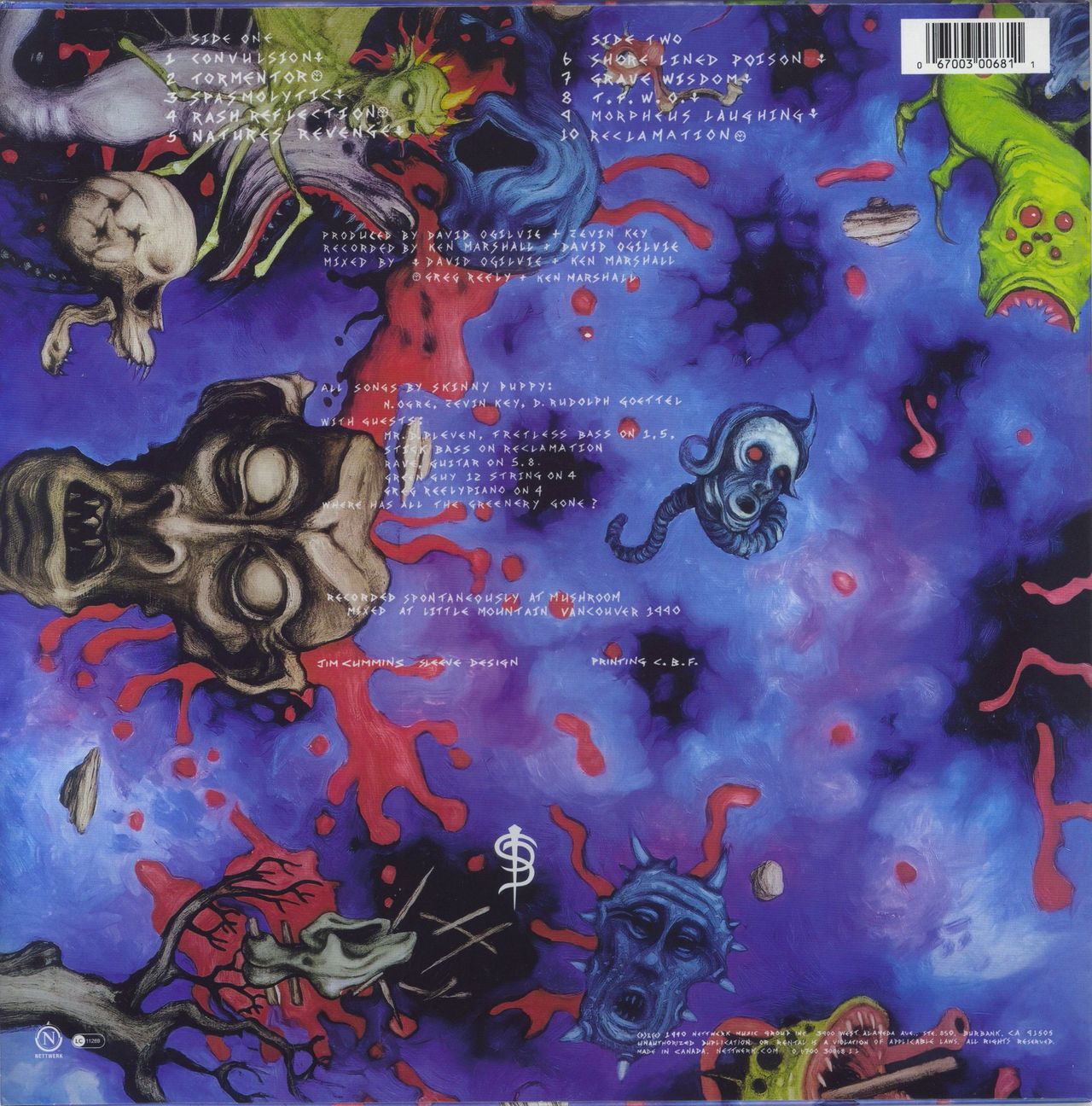 Skinny Puppy Too Dark Park US Vinyl LP