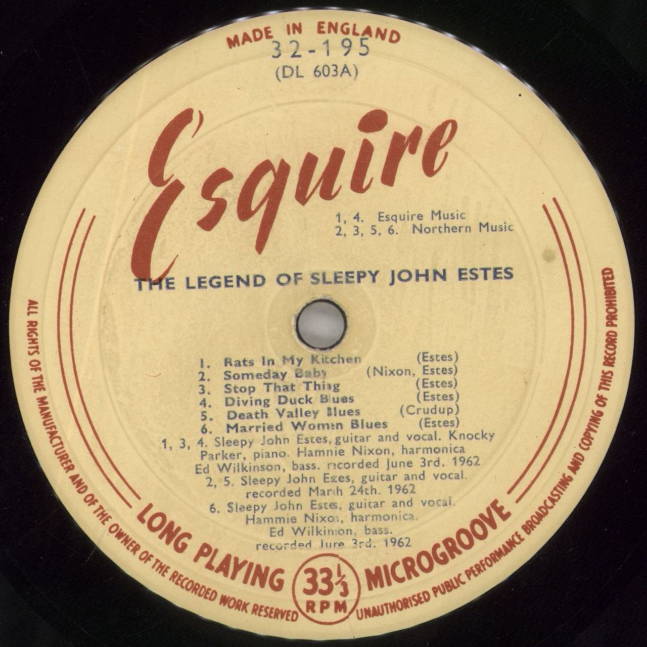 Sleepy John Estes The Legend Of UK Vinyl LP