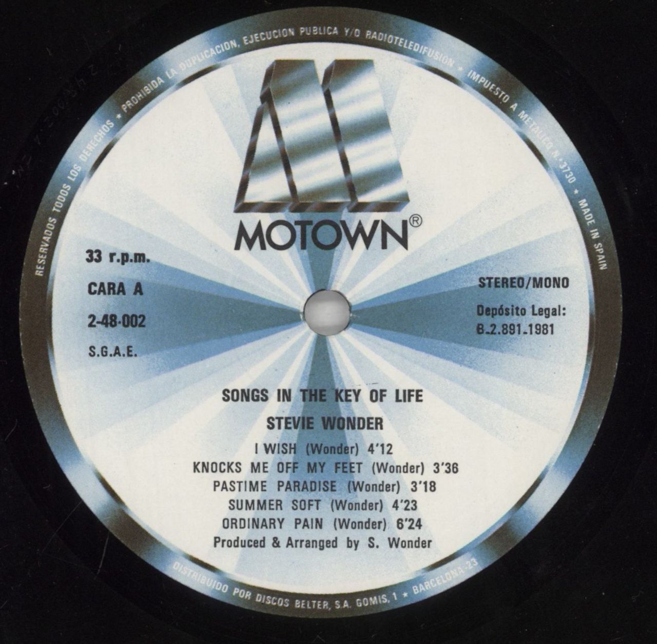 Stevie Wonder Songs In The Key Of Life Spanish 2-LP vinyl set