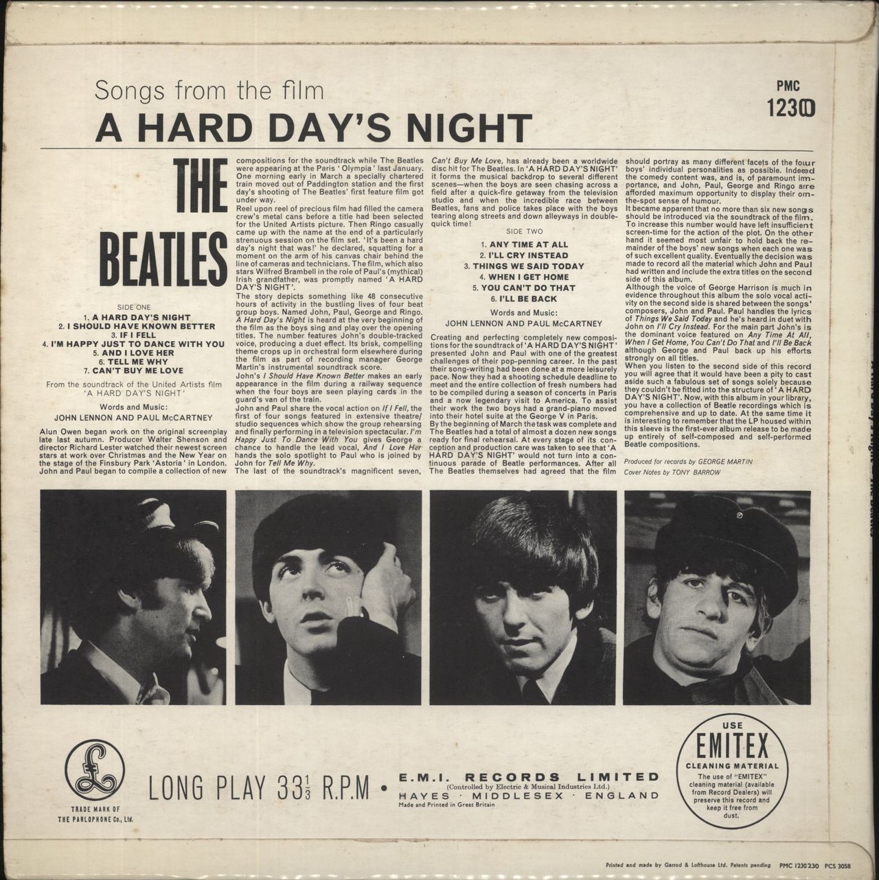 The Beatles A Hard Day's Night - 1st - G&L - EX+ UK Vinyl LP