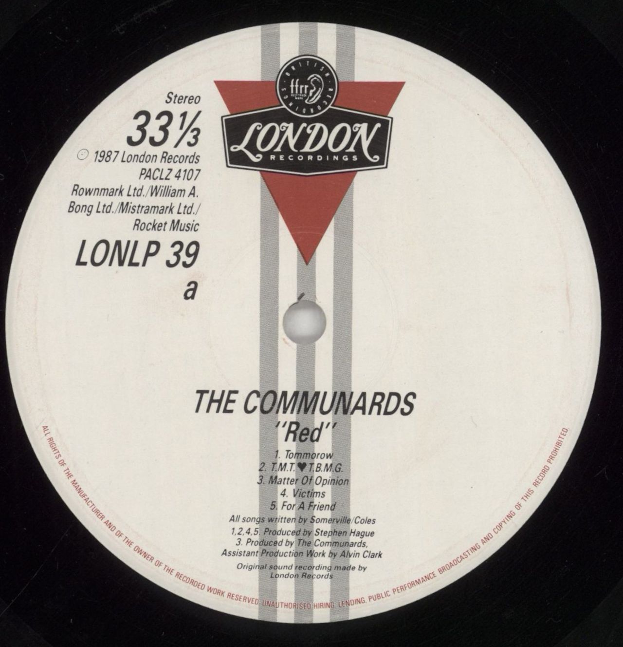 The Communards Red - Red Sleeve UK Vinyl LP