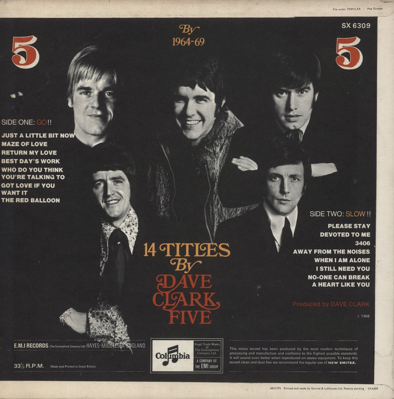 The Dave Clark Five 5 By 5 UK Vinyl LP