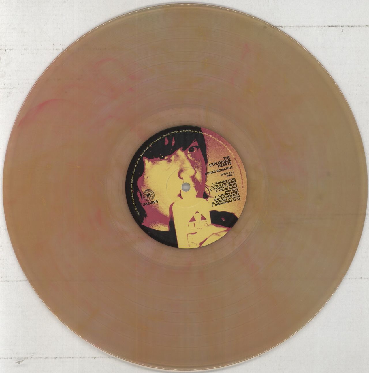 The Exploding Hearts Guitar Romantic - Pink/Yellow Wisp Clear Vinyl UK Vinyl LP