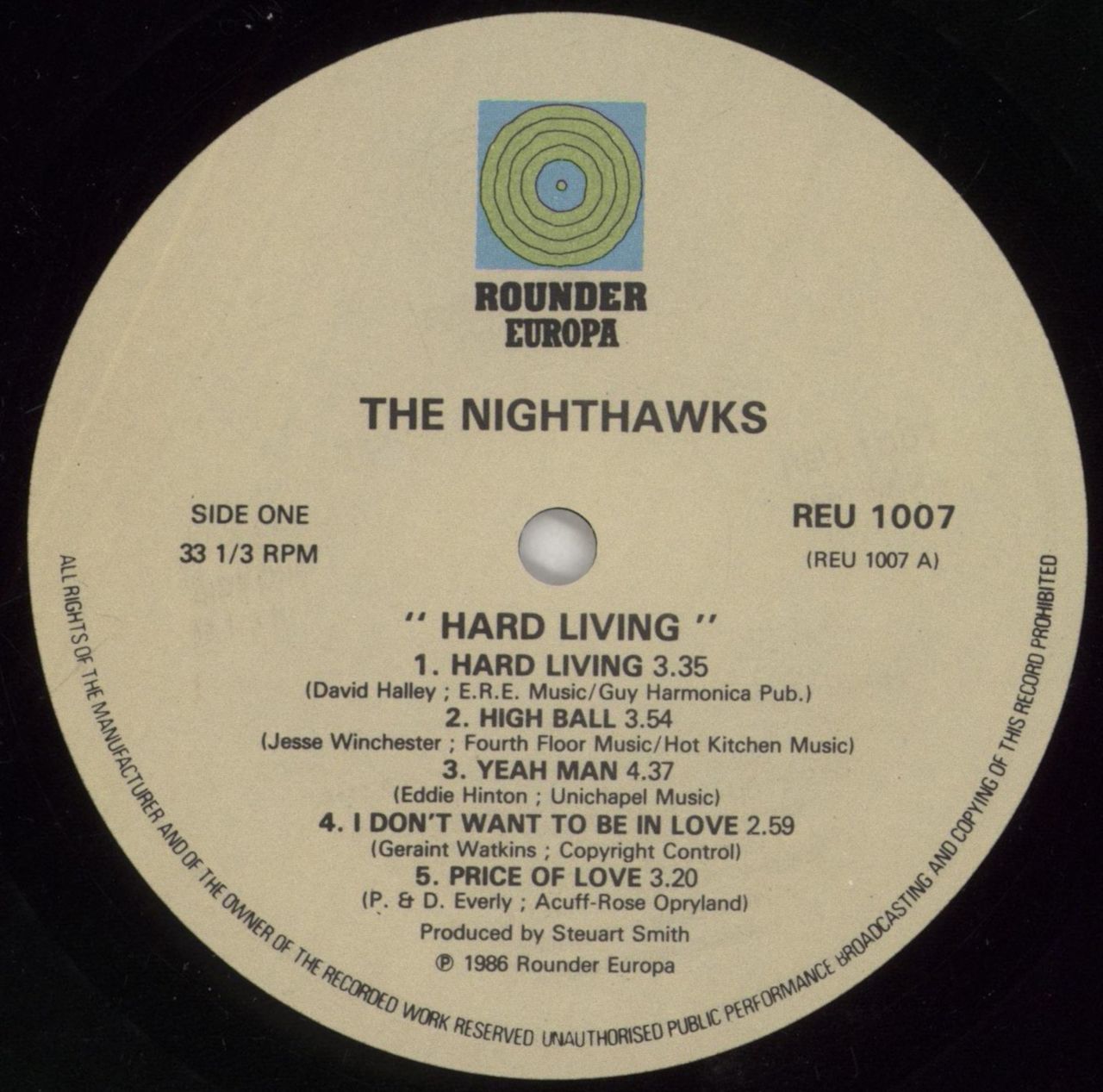 The Nighthawks Hard Living UK Vinyl LP