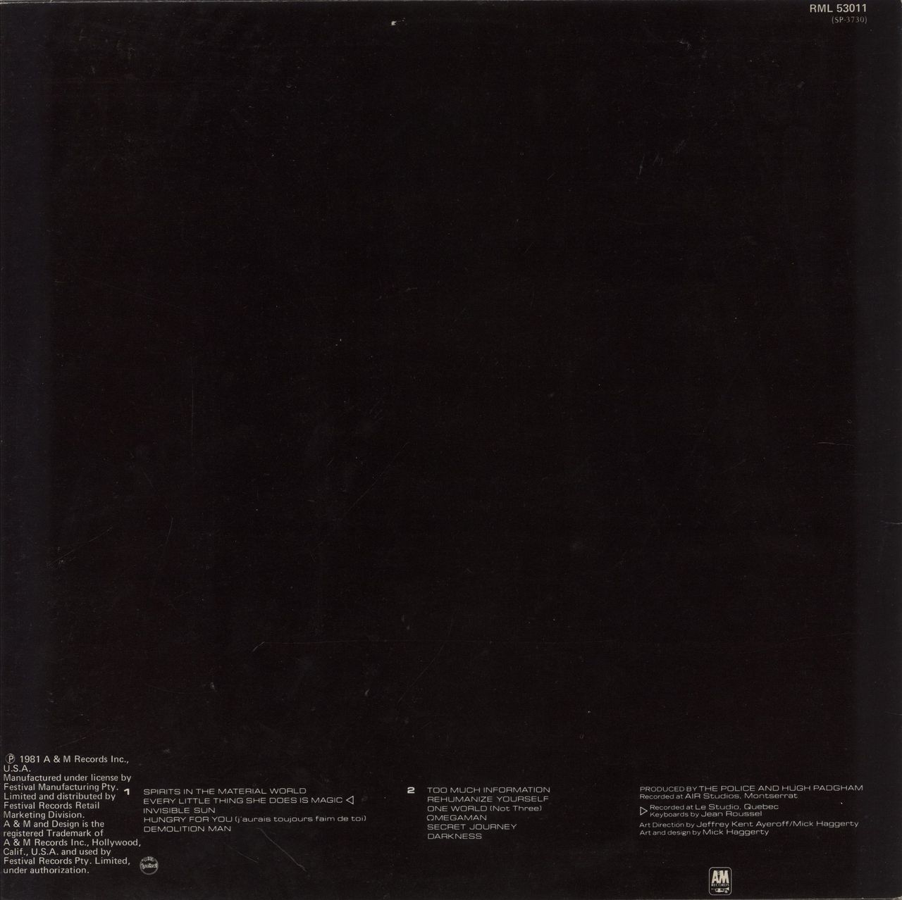 The Police Ghost In The Machine Australian Vinyl LP