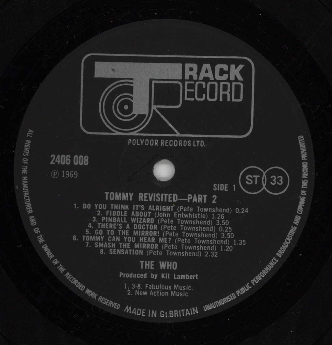 The Who Tommy Part Two - VG UK Vinyl LP