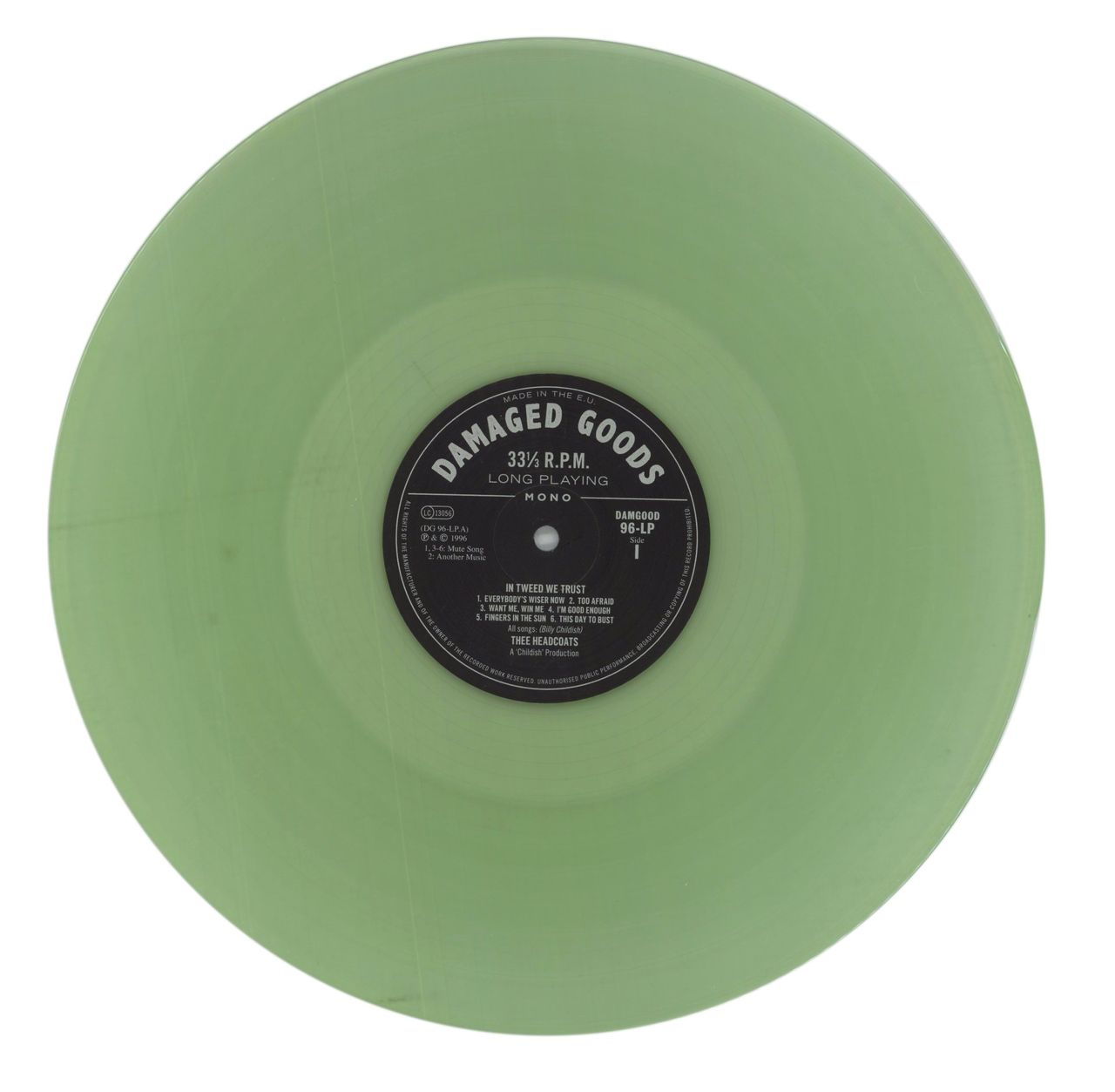 Thee Headcoats In Tweed We Trust - Duck Egg Blue Vinyl UK Vinyl LP