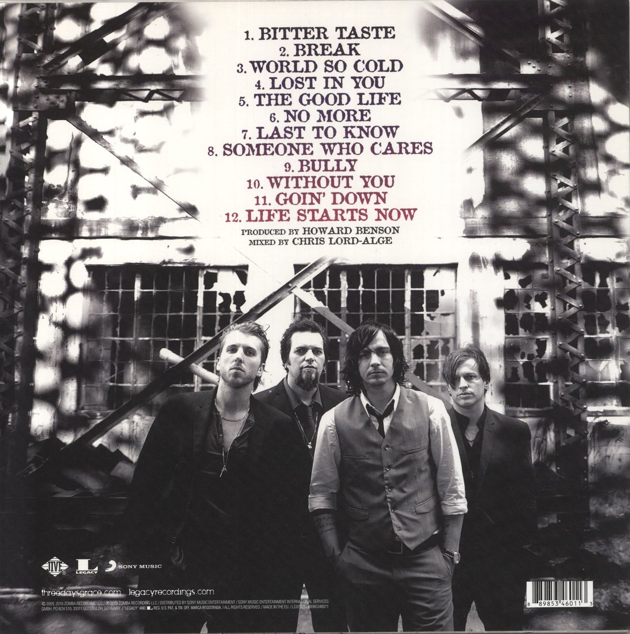 Three Days Grace Life Starts Now UK Vinyl LP