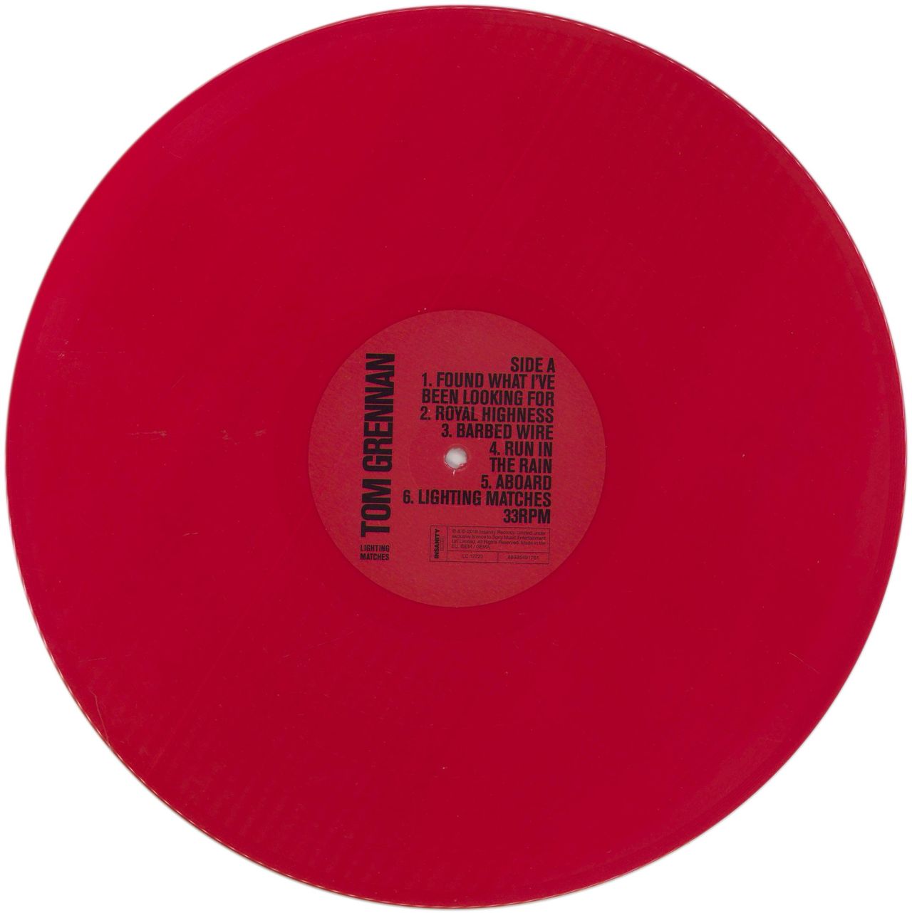 Tom Grennan Lighting Matches - Red Vinyl UK Vinyl LP