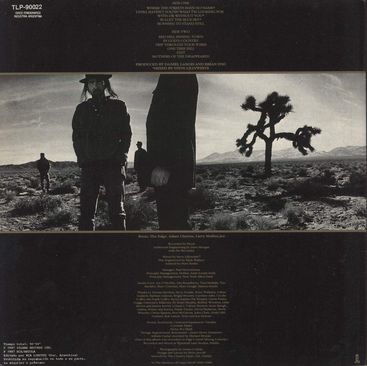U2 The Joshua Tree Argentinean Vinyl LP