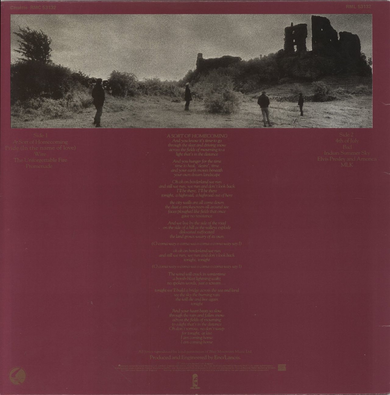 U2 The Unforgettable Fire Australian Vinyl LP