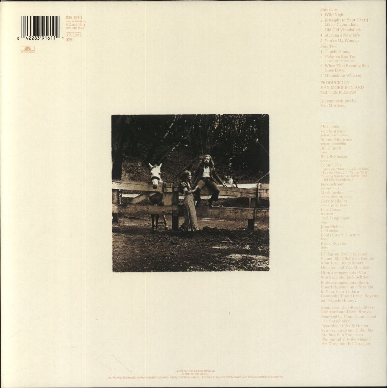 Van Morrison Tupelo Honey Dutch Vinyl LP