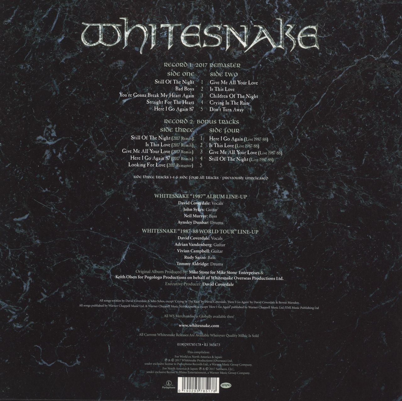 Whitesnake 1987 - 30th Anniversary Edition - 180 Gram Vinyl UK 2-LP vinyl set