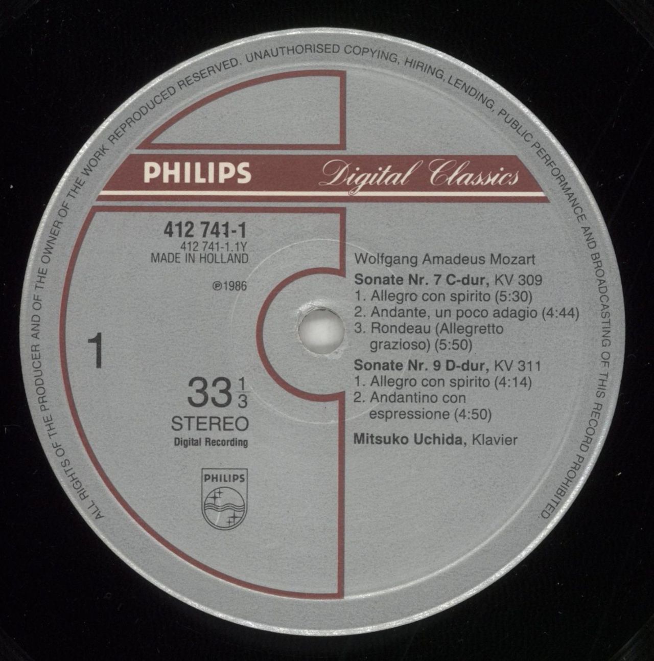 Wolfgang Amadeus Mozart Mozart: 3 Piano Sonatas = Klaviersonaten KV309, 310 & 311 Dutch Vinyl LP